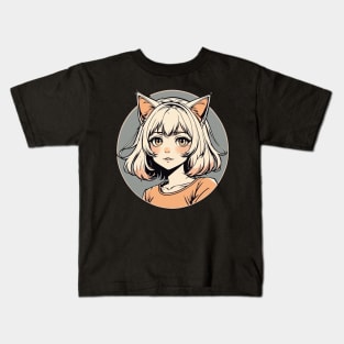 Vintage anime cat girl Kids T-Shirt